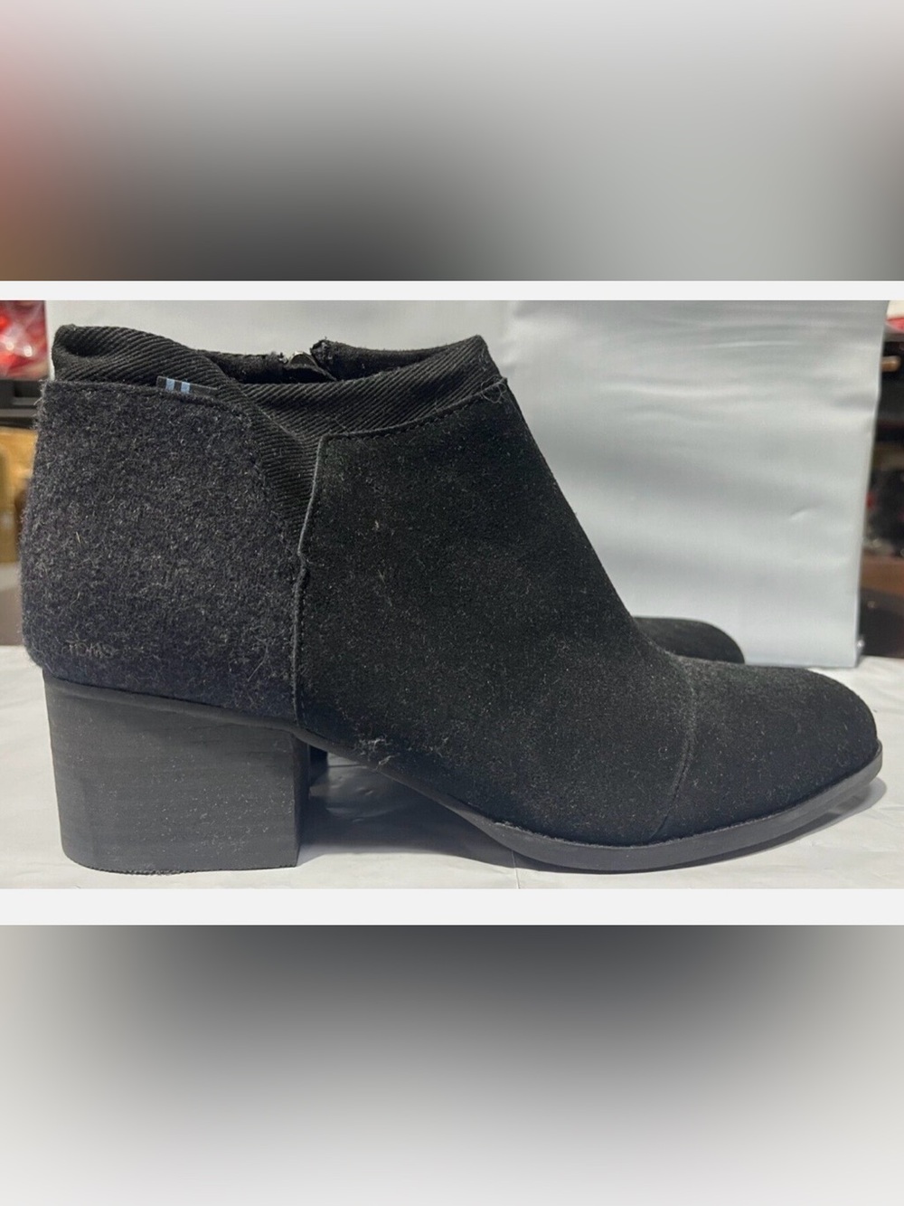 Toms Black Women's Casual Block Heel Ankle Boots